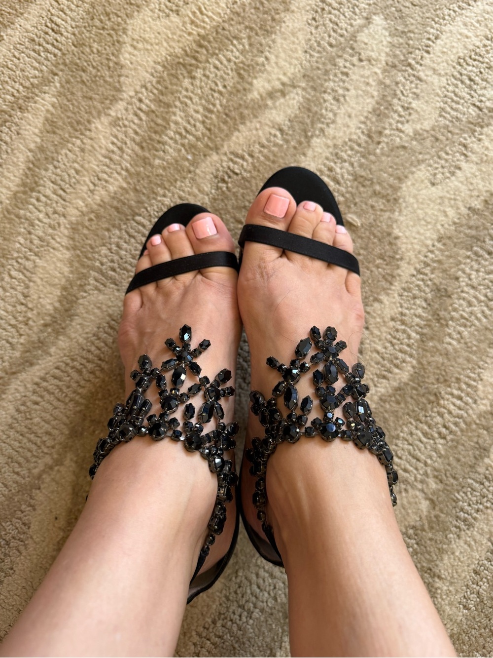 Jimmy Choo Black Jeweled Strappy Sandals